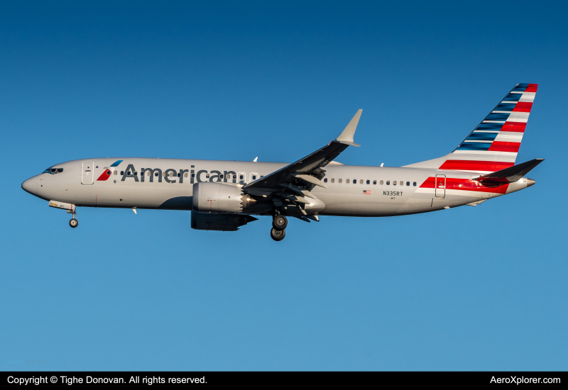 Photo of N335RT - American Airlines Boeing 737 MAX 8 at BOS on AeroXplorer Aviation Database