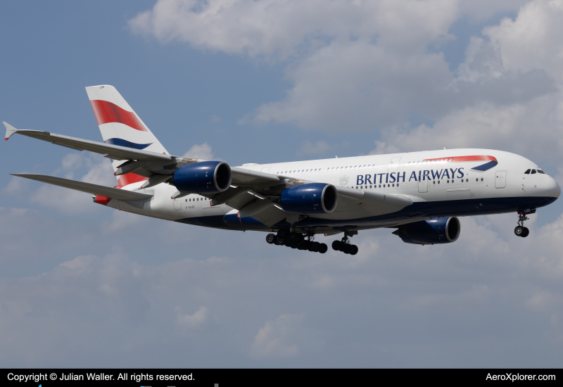 Photo of G-XLEE - British Airways Airbus A380-800 at MIA on AeroXplorer Aviation Database