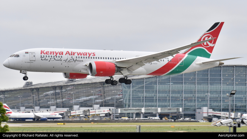Photo of 5Y-KZB - Kenya Airways Boeing 787-8 at LHR on AeroXplorer Aviation Database