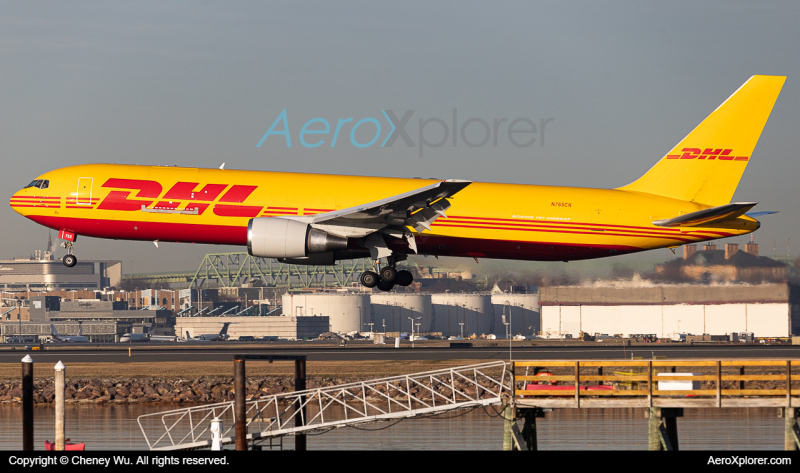 Photo of N765CK - DHL  Boeing 767-300F at BOS on AeroXplorer Aviation Database