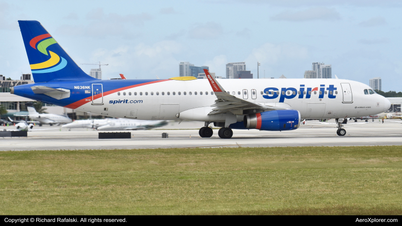 Photo of N636NK - Spirit Airlines Airbus A320 at FLL on AeroXplorer Aviation Database