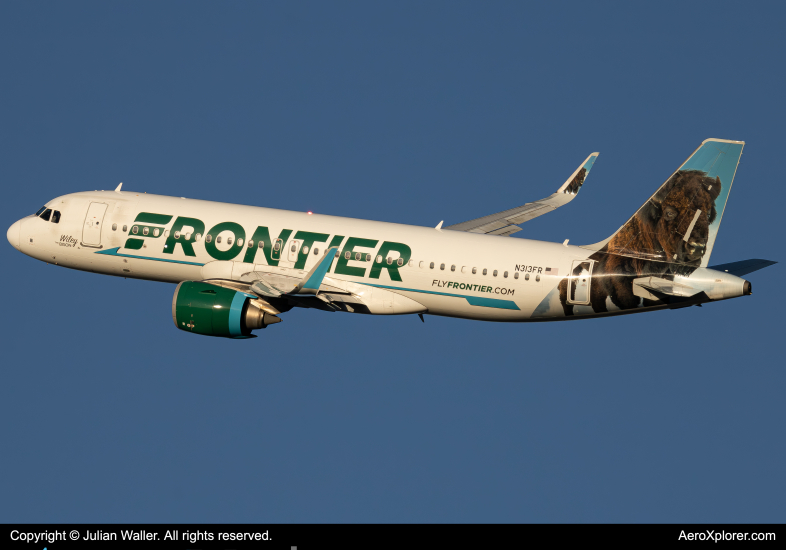 Photo of N313FR - Frontier Airlines Airbus A320NEO at CLT on AeroXplorer Aviation Database