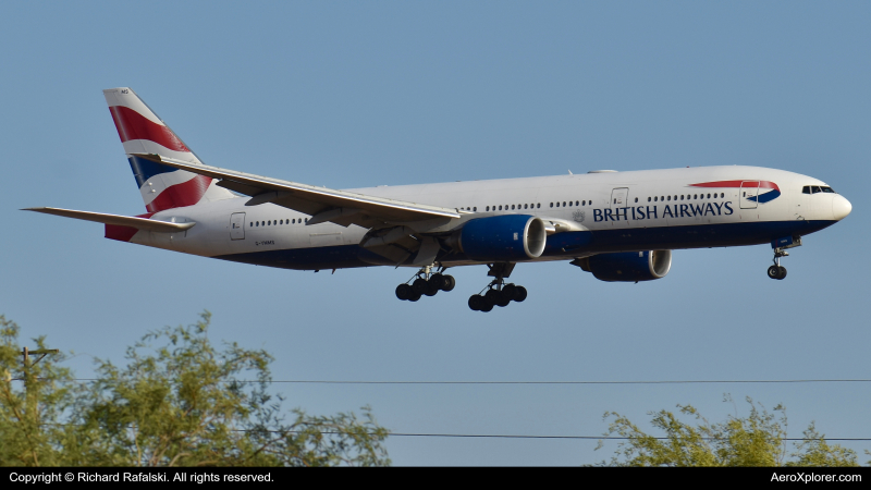 Photo of G-YMMS - British Airways Boeing 777-200ER at PHX on AeroXplorer Aviation Database