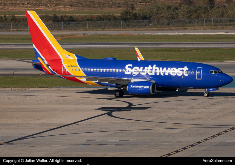 Photo of N494WN - Southwest Airlines Boeing 737-700 at CLT on AeroXplorer Aviation Database