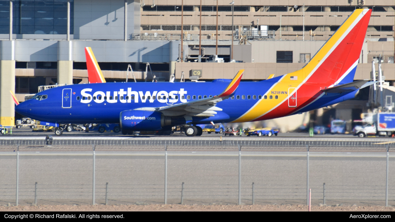 Photo of N218WN - Southwest Airlines Boeing 737-700 at PHX on AeroXplorer Aviation Database