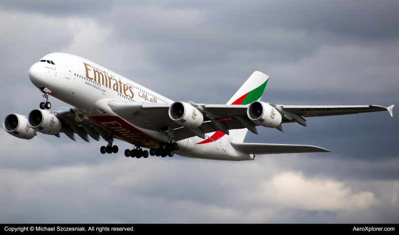Photo of A6-EVE - Emirates Airbus A380-800 at LHR on AeroXplorer Aviation Database