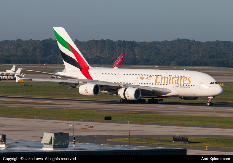 Photo of A6-EOM - Emirates Airbus A380-800 at IAD on AeroXplorer Aviation Database