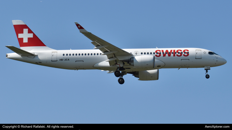 Photo of HB-JCA - Swiss International Air Lines Airbus A220-300 at LHR on AeroXplorer Aviation Database