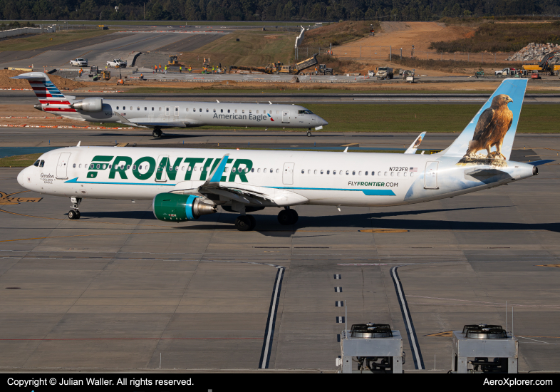 Photo of N723FR - Frontier Airlines Airbus A321-200 at CLT on AeroXplorer Aviation Database