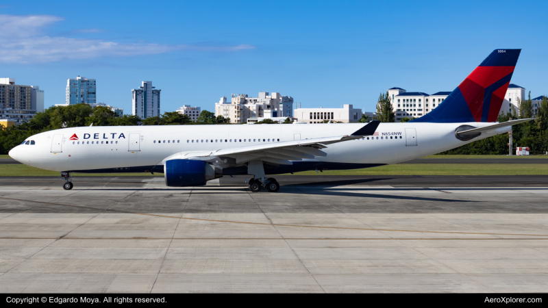 Photo of N854NW - Delta Airlines Airbus A330-200 at Sju on AeroXplorer Aviation Database