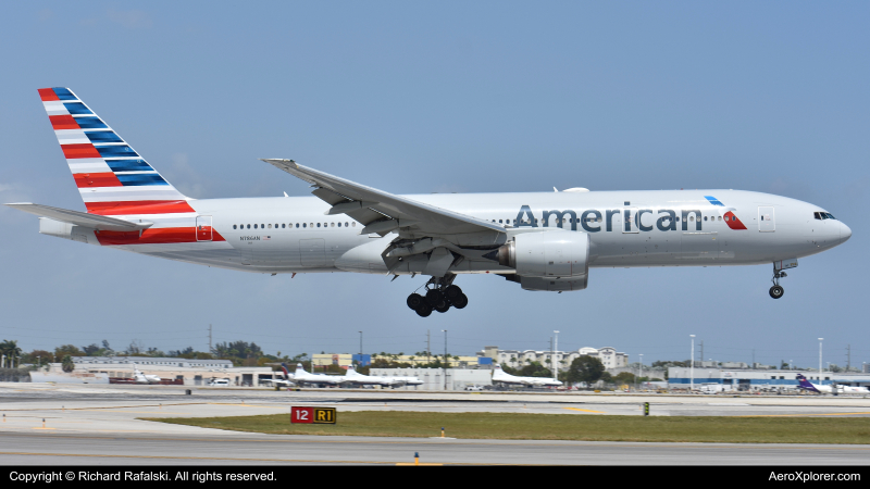 Photo of N786AN - American Airlines  Boeing 777-200ER at MIA on AeroXplorer Aviation Database