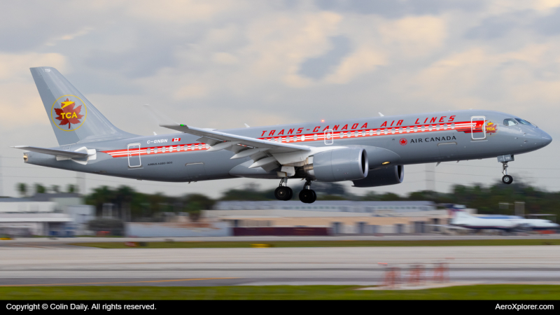 Photo of C-GNBN - Air Canada Airbus A220-300 at MIA on AeroXplorer Aviation Database
