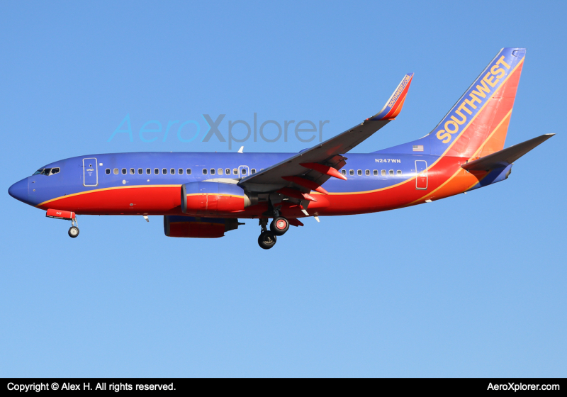 Photo of N247WN - Southwest Airlines Boeing 737-700 at KMHT on AeroXplorer Aviation Database