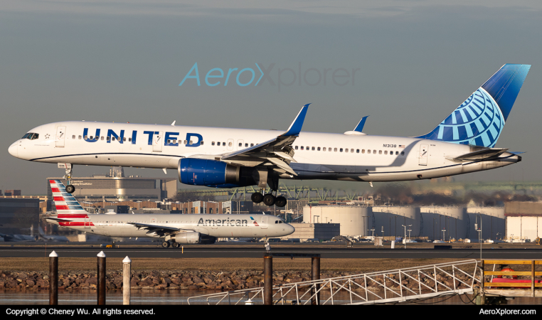 Photo of N13138 - United Airlines Boeing 757-200 at BOS on AeroXplorer Aviation Database