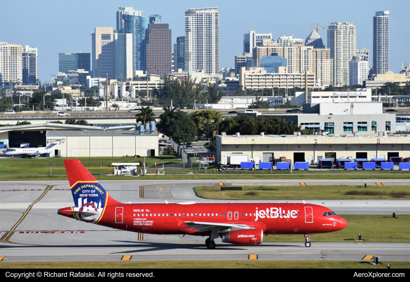 Photo of N615JB - JetBlue Airways Airbus A320 at FLL on AeroXplorer Aviation Database