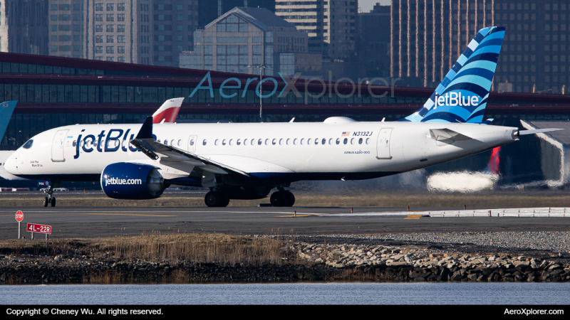 Photo of N3132J - JetBlue Airways Airbus A220-300 at BOS on AeroXplorer Aviation Database