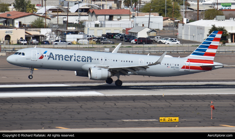 Photo of N457AM - American Airlines Airbus A321NEO at PHX on AeroXplorer Aviation Database