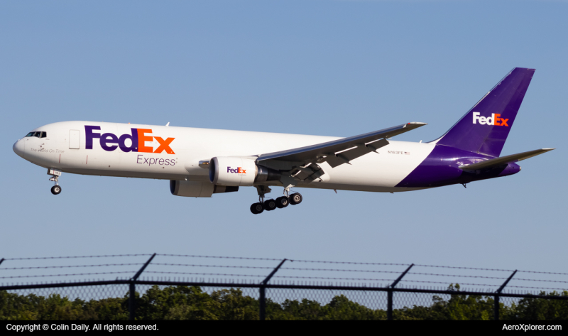 Photo of N163FE - FedEx Boeing 767-300F at GSO on AeroXplorer Aviation Database