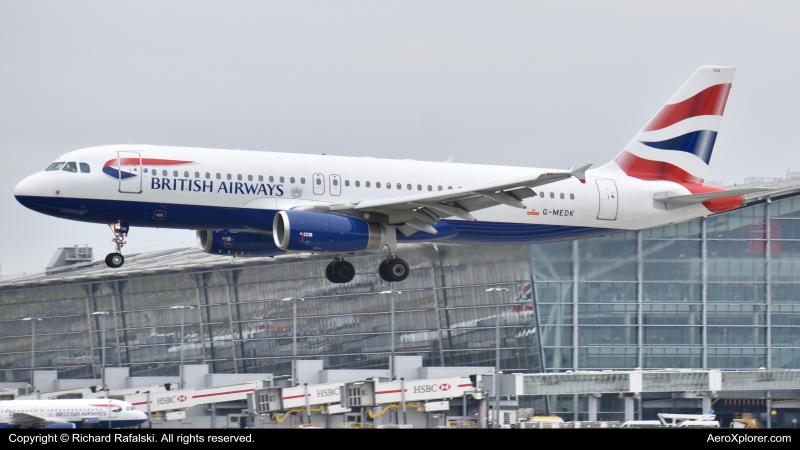 Photo of G-MEDK - British Airways Airbus A320 at LHR on AeroXplorer Aviation Database