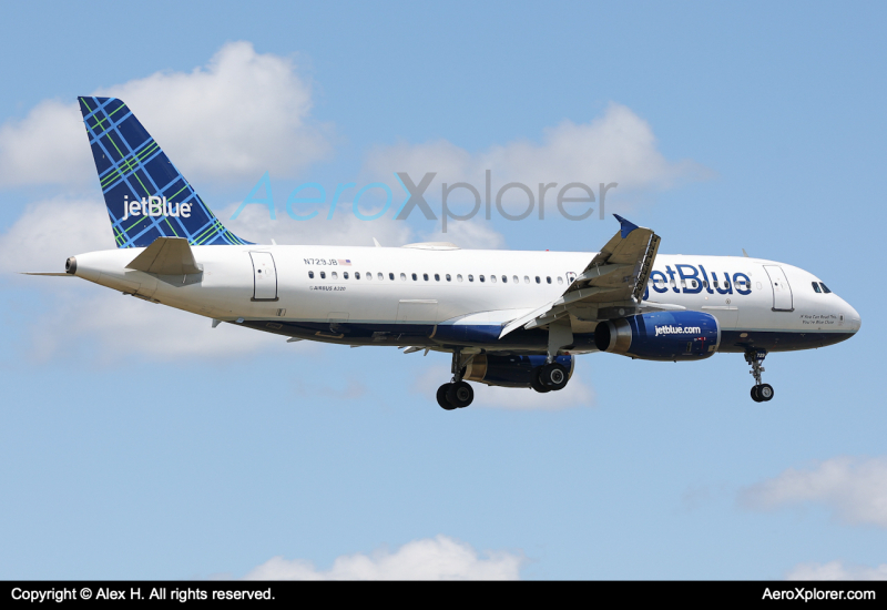 Photo of N729JB - JetBlue Airways Airbus A320 at BDL on AeroXplorer Aviation Database
