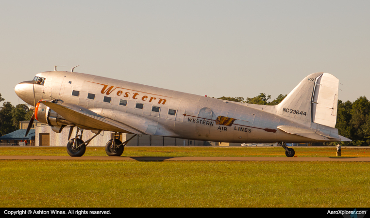 Photo of NC33644 - Western Airlines Douglas DC-3 at LAL on AeroXplorer Aviation Database