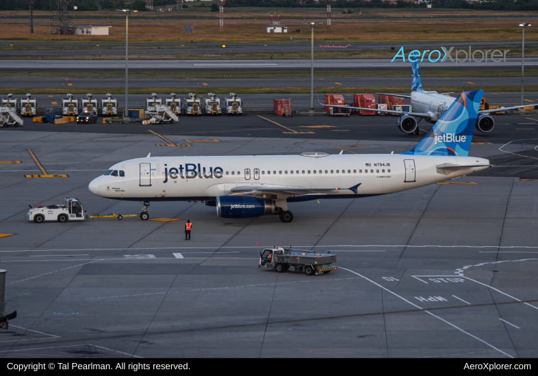 Photo of N794JB - JetBlue Airways Airbus A320 at JFK on AeroXplorer Aviation Database