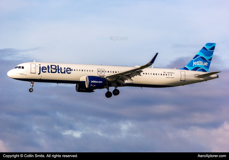 Photo of N4064J - JetBlue Airways Airbus A321LR at AMS on AeroXplorer Aviation Database