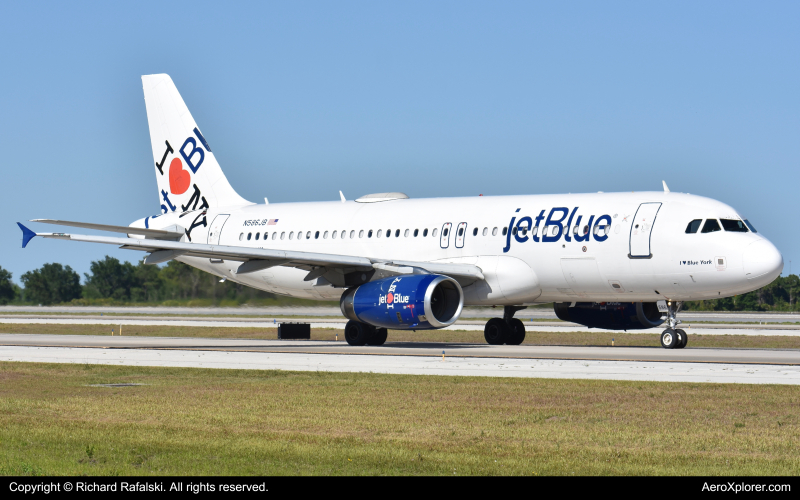 Photo of N586JB - JetBlue Airways Airbus A320 at MCO on AeroXplorer Aviation Database