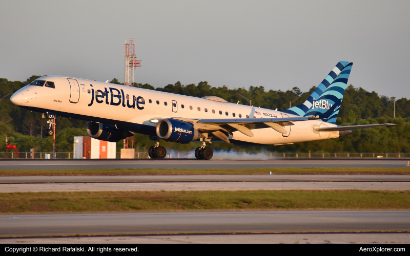 Photo of N323JB - JetBlue Airways Embraer E190 at MCO on AeroXplorer Aviation Database