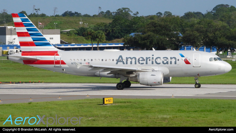 Photo of N708UW - American Airlines Airbus A319 at DAB on AeroXplorer Aviation Database