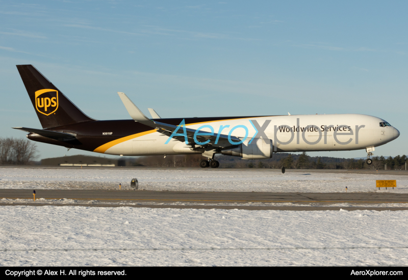Photo of N301UP - United Parcel Service Boeing 767-300F at MHT on AeroXplorer Aviation Database