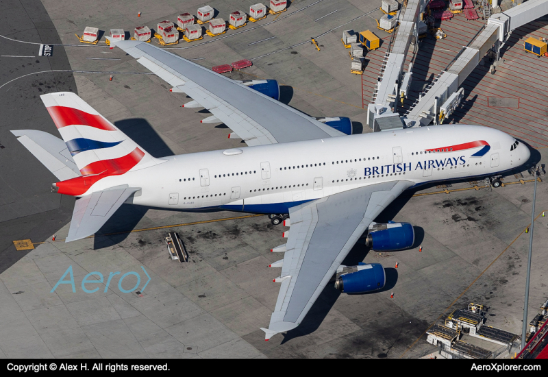 Photo of G-XLEG - British Airways Airbus A380-800 at BOS on AeroXplorer Aviation Database