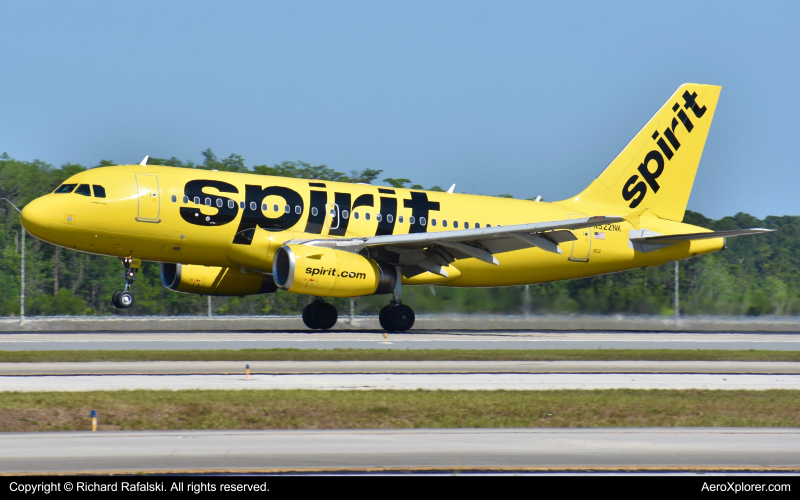Photo of N522NK - Spirit Airlines Airbus A319 at MCO on AeroXplorer Aviation Database