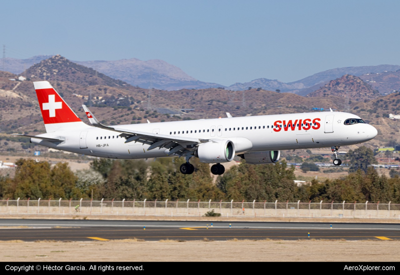 Photo of HB-JPA - Swiss International Air Lines Airbus A321NEO at AGP on AeroXplorer Aviation Database