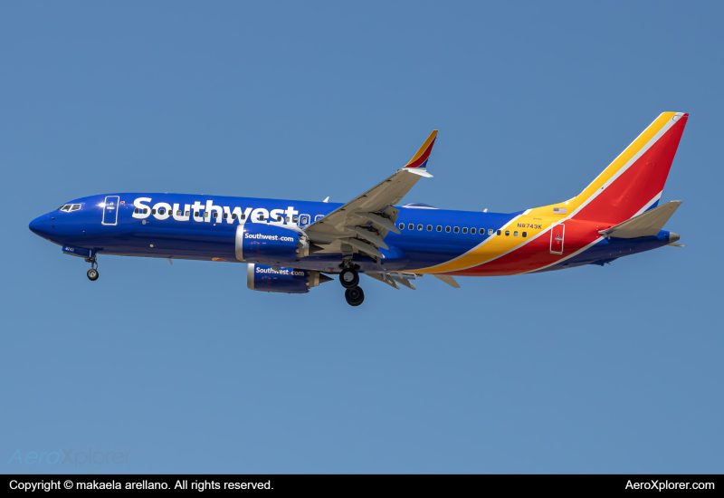 Photo of N8743K - Southwest Airlines Boeing 737 MAX 8 at BOI on AeroXplorer Aviation Database