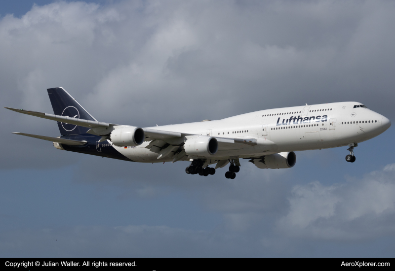 Photo of D-ABYA - Lufthansa Boeing 747-8 at MIA on AeroXplorer Aviation Database