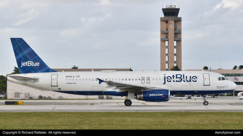 Photo of N508JL - JetBlue Airways Airbus A320 at FLL on AeroXplorer Aviation Database