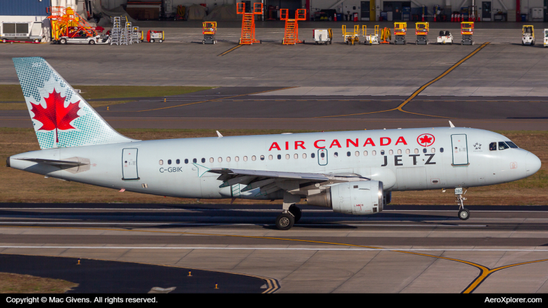 Photo of C-GBIK - Air Canada Jetz Airbus A319 at TPA on AeroXplorer Aviation Database