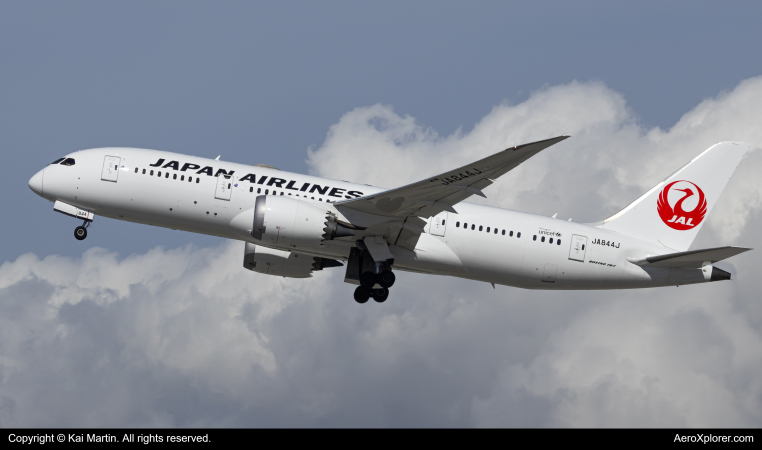 Photo of JA844J - Japan Airlines Boeing 787-8 at LAX on AeroXplorer Aviation Database