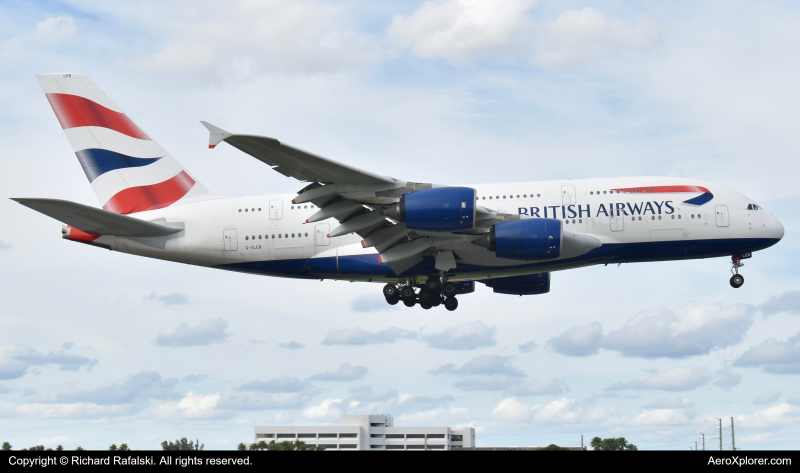 Photo of G-XLEB - British Airways Airbus A380-800 at MIA on AeroXplorer Aviation Database