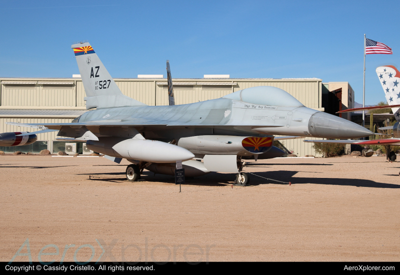 Photo of 80-0527 - USAF - United States Air Force General Dynamics F-16 Fighting Falcon at DMA on AeroXplorer Aviation Database