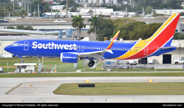 Photo of N8897K - Southwest Airlines Boeing 737 MAX 8 at FLL on AeroXplorer Aviation Database