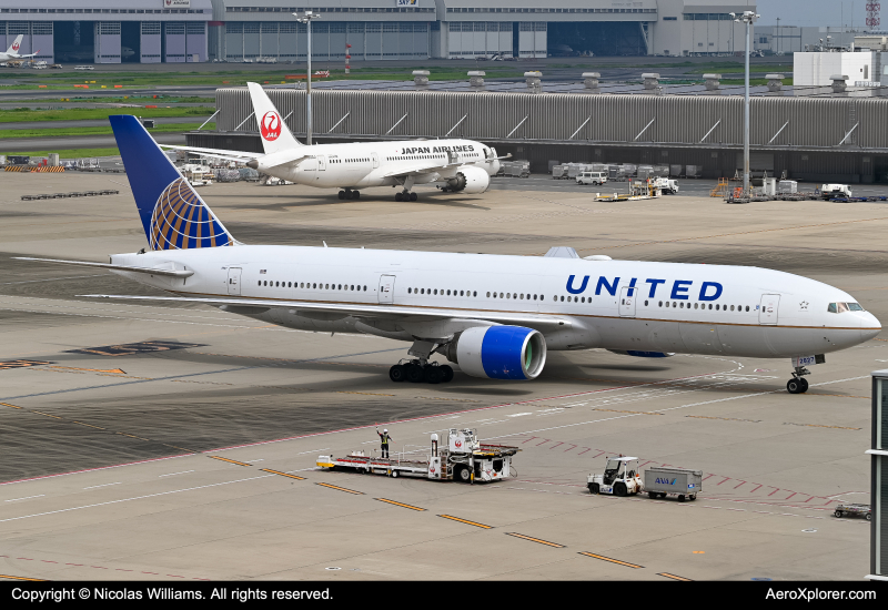 Photo of N227UA - United Airlines Boeing 777-200ER at HND on AeroXplorer Aviation Database