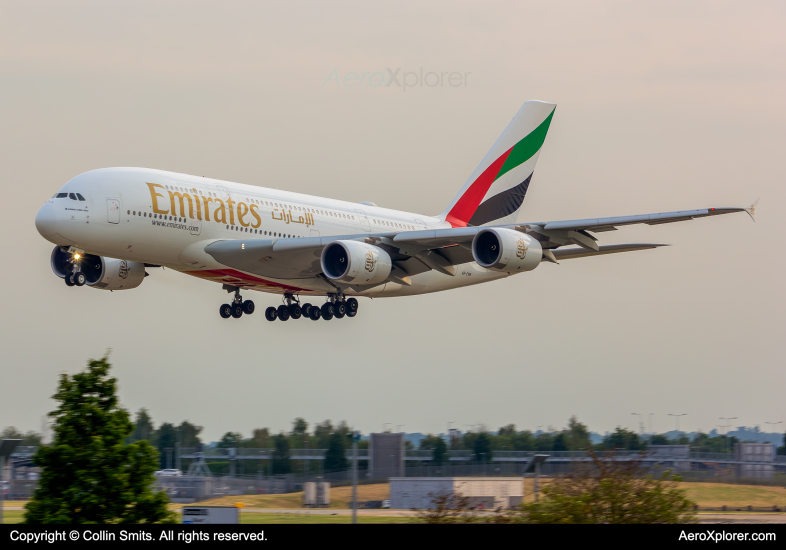 Photo of A6-EVM - Emirates Airbus A380-800 at LHR on AeroXplorer Aviation Database
