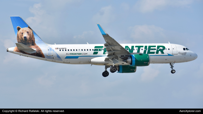 Photo of N391FR - Frontier Airlines Airbus A320NEO at MIA on AeroXplorer Aviation Database