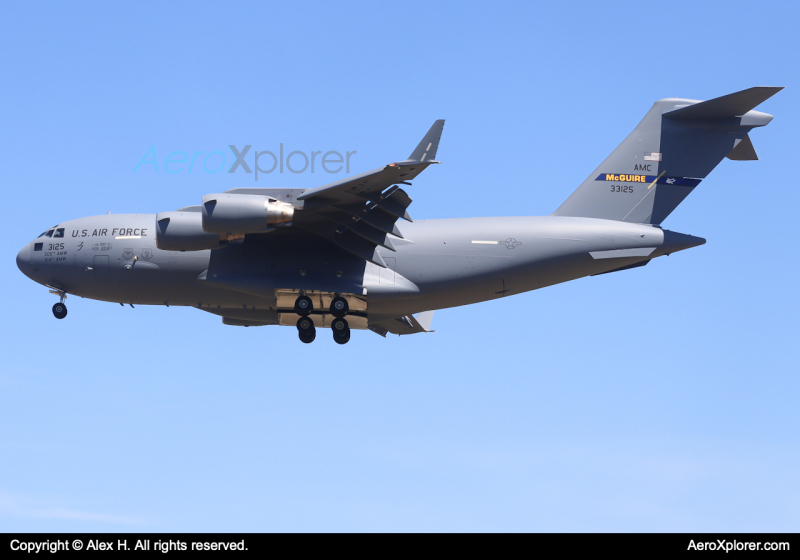 Photo of 03-3125 - USAF - United States Air Force Boeing C-17 Globemaster III at PSM on AeroXplorer Aviation Database