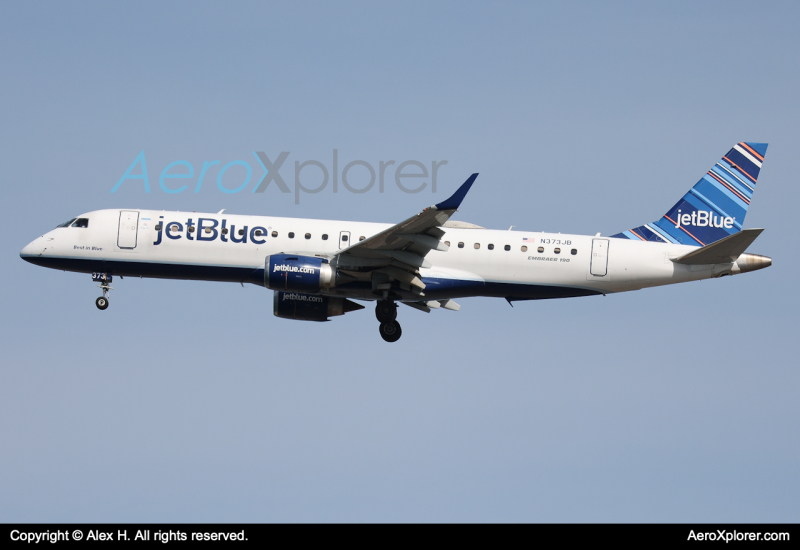Photo of N373JB - JetBlue Airways Embraer E190 at BOS on AeroXplorer Aviation Database