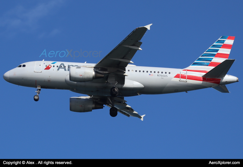 Photo of N766US - American Airlines  Airbus A319 at BOS on AeroXplorer Aviation Database