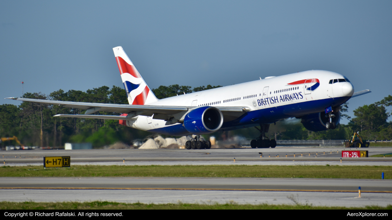 Photo of G-VIIP - British Airways Boeing 777-200 at MCO on AeroXplorer Aviation Database