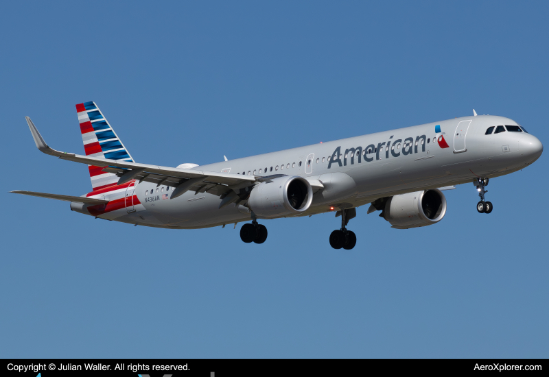 Photo of N436AN - American Airlines Airbus A321NEO at MIA on AeroXplorer Aviation Database